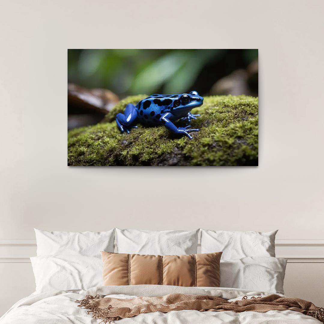 The Rare Blue Poison Dart Frog In A Tropical Rainforest Framed Paintings