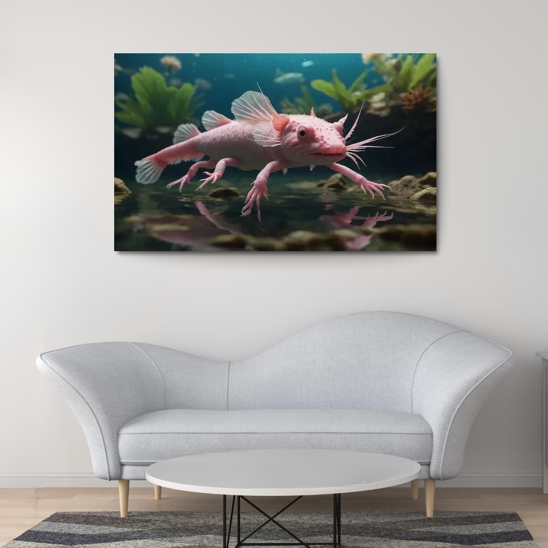 The Whimsical Axolotl Nature's Cute Ambassador Canvas Paintings Frame
