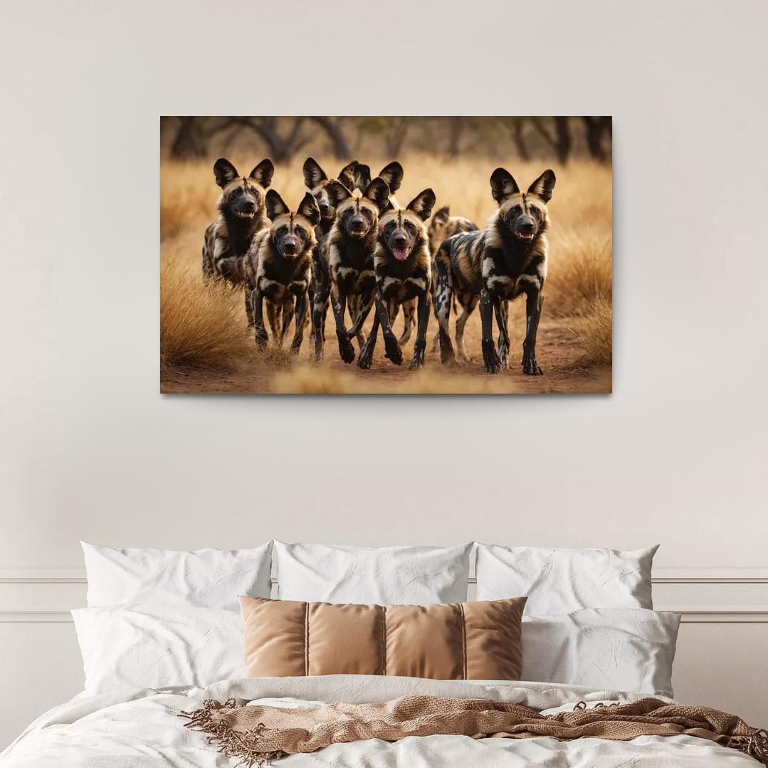 The Powerful African Wild Dog Social Hunters Of The Savannah Canvas Paintings Frame