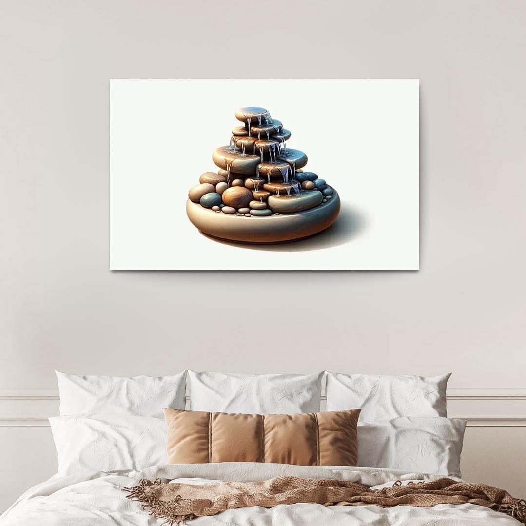 Cascading Waterfall Table Fountain 1 Piece HD Canvas Wall Art-Original Frame