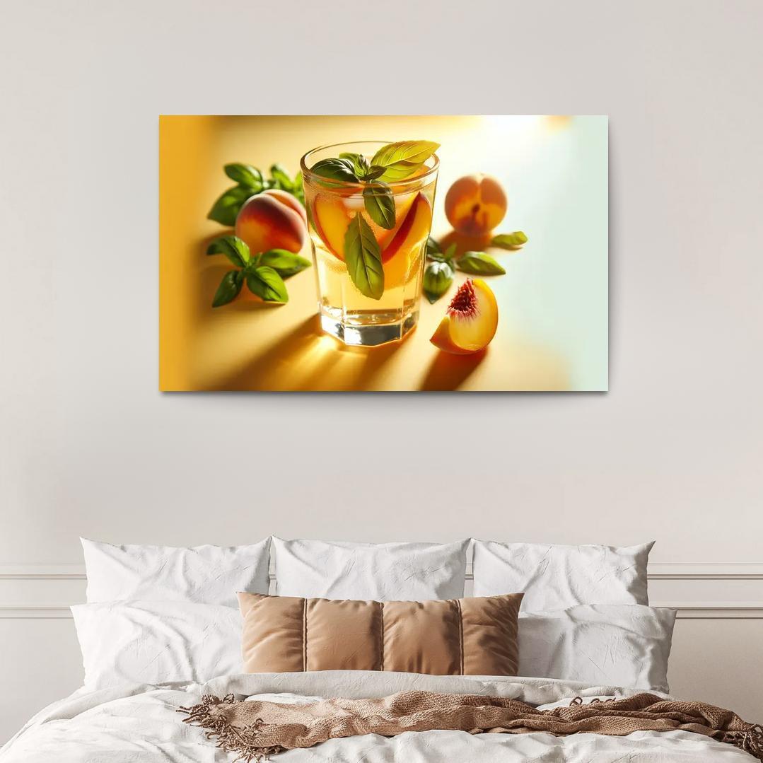 Peach Basil Infused Lemonade 1 Piece HD Canvas Wall Art-Original Frame