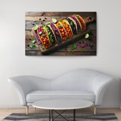 Savory Sweet Potato and Black Bean Tacos 1 Piece HD Canvas Wall Art-Original Frame