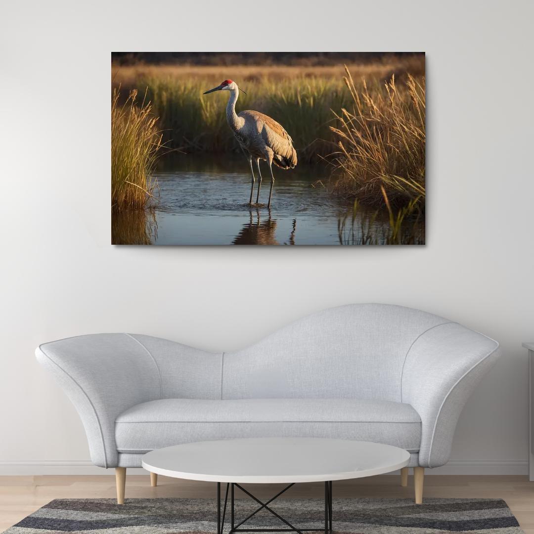 The Elegant Sandhill Crane Dancer Of The Marsh Canvas Paintings Frame