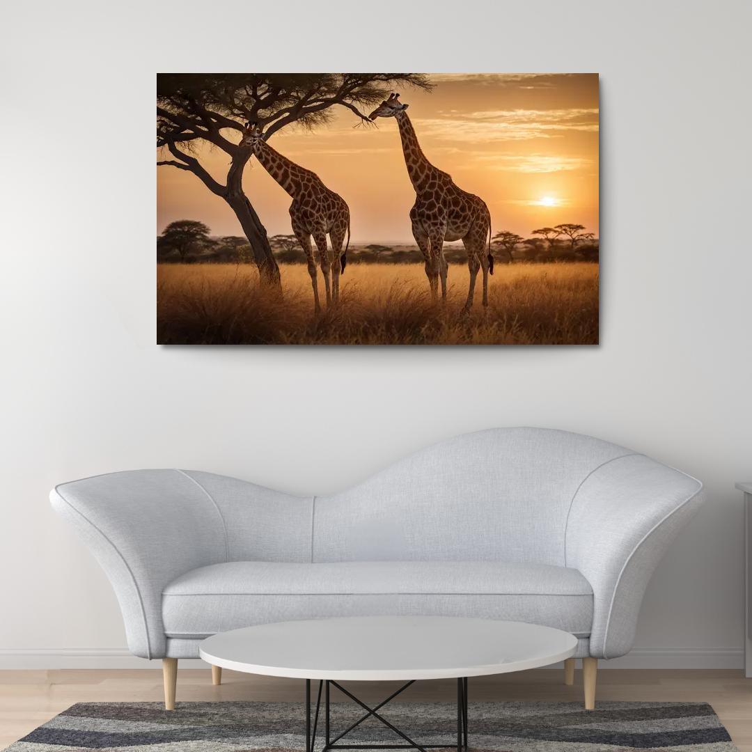 The Elegant Giraffe Towering Wonder Of The Savannah Modern Paintings Frame