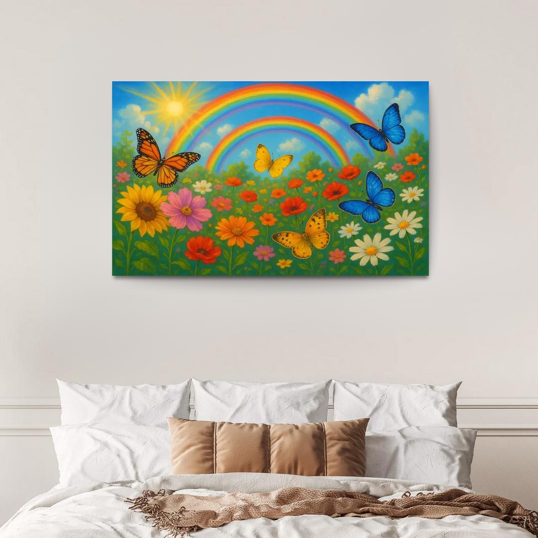 Rainbow Garden - Magical Nature Scene Framed Paintings