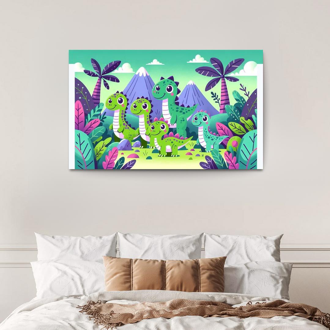 Daring Dinosaurs - Prehistoric Playground Framed Paintings