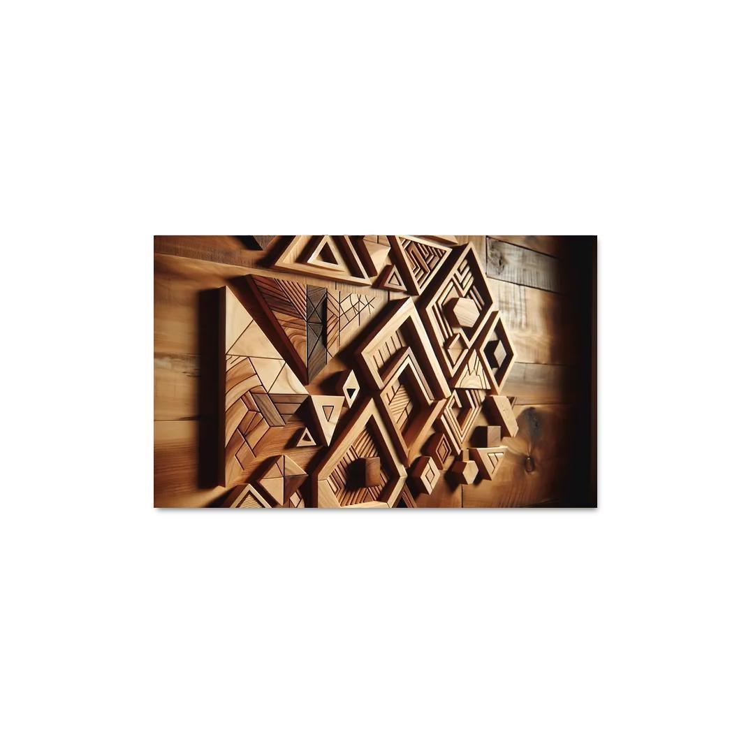 Geometric Wooden Wall Shelves 1 Piece HD Canvas Wall Art-Original Frame