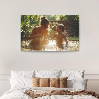 Dancing In The Rain A Mothers Joyful Spirit Custom Paintings Frame