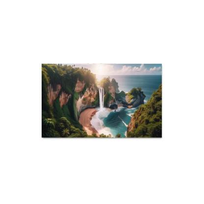 Cascading Waterfalls Beach Modern Paintings Frame
