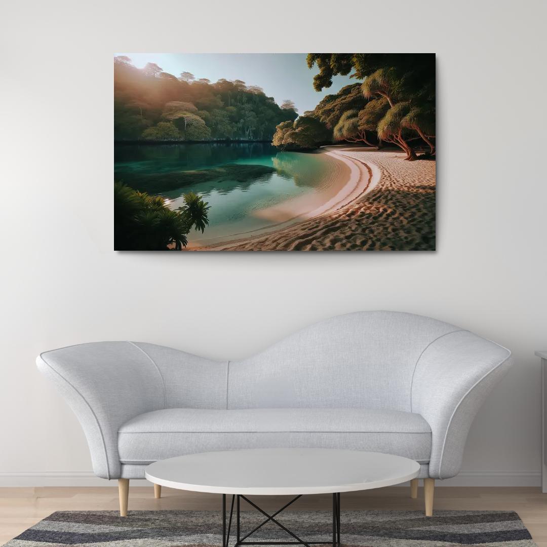 Lagoon Bliss Tranquil Waters For Reflection Abstract Paintings Frame
