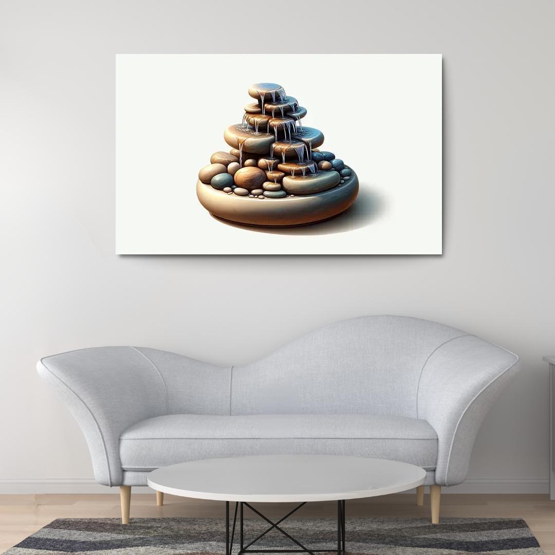 Cascading Waterfall Table Fountain 1 Piece HD Canvas Wall Art-Original Frame