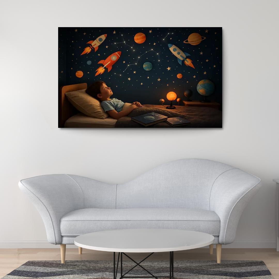 Space Explorer Rocket Panel Oil Paintings Frame