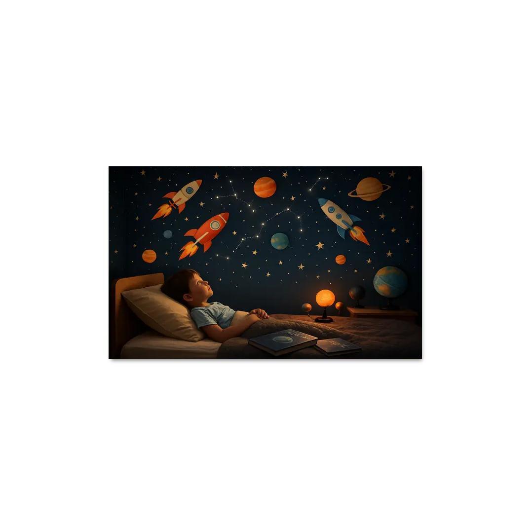 Space Explorer Rocket Panel Oil Paintings Frame