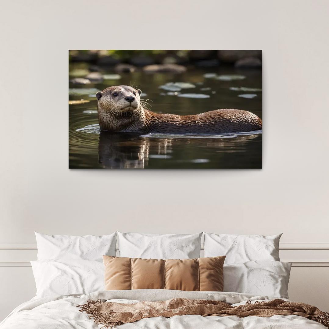 The Playful Otter The Aquatic Trickster Canvas Paintings Frame