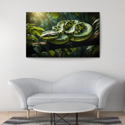 The Elegant Green Tree Python In A Tropical Setting Framed Paintings