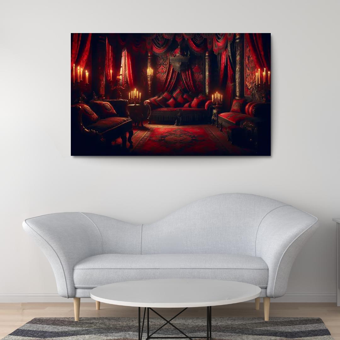 Dark Enchantment Chamber An Ominous Retreat 1 Piece HD Canvas Wall Art-Original Frame