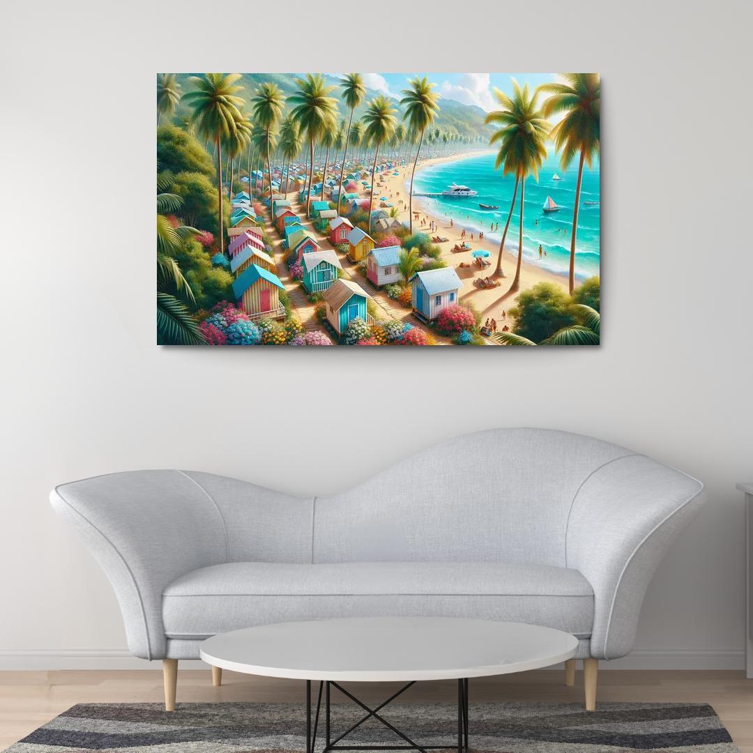 Tropical Escape Beachside Cabana Retreat Modern Paintings Frame