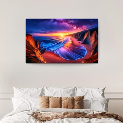 Sunset Palisade Beach Modern Paintings Frame