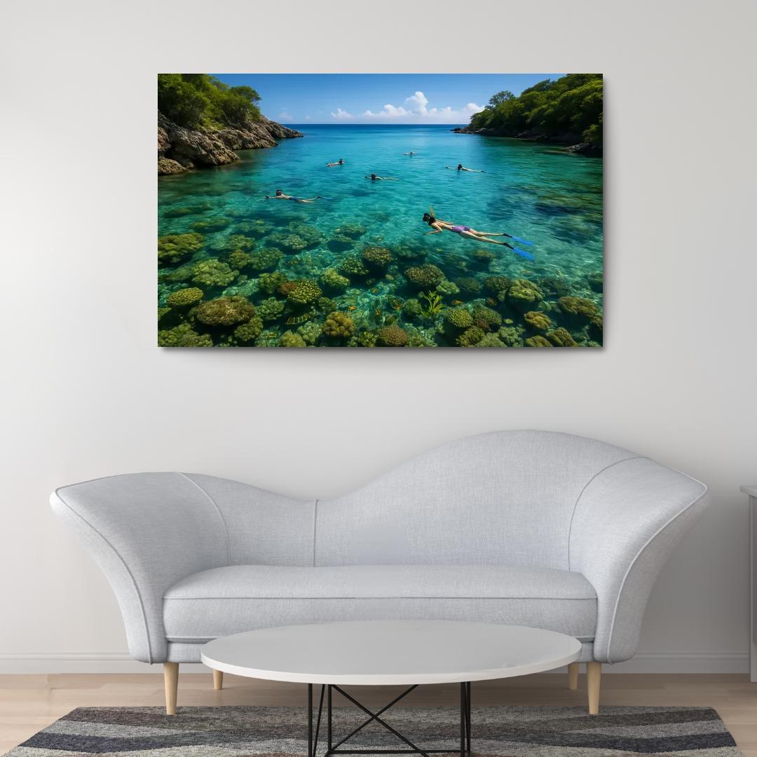 Crystal Bay Snorkeling Sanctuary Canvas Paintings Frame