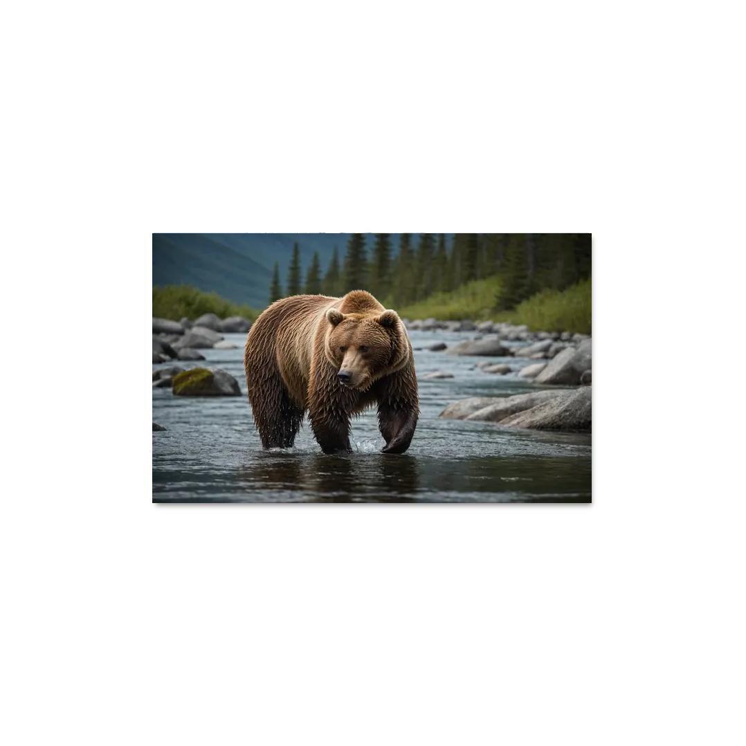 The Majestic Alaskan Brown Bear In A Mountain Stream Framed Paintings