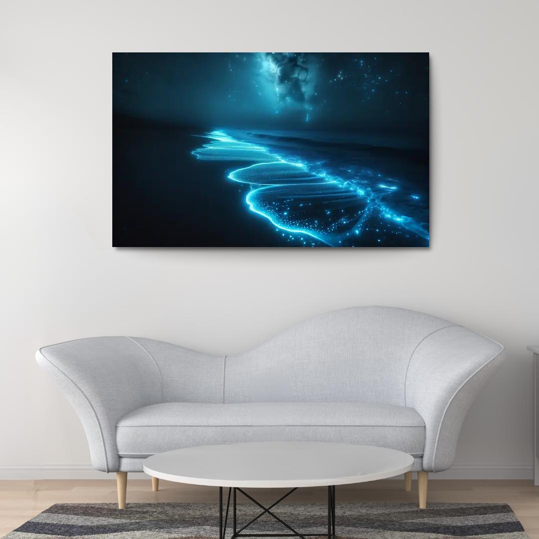 Moonlit Shores An Enchanting Nighttime Escape Custom Paintings Frame