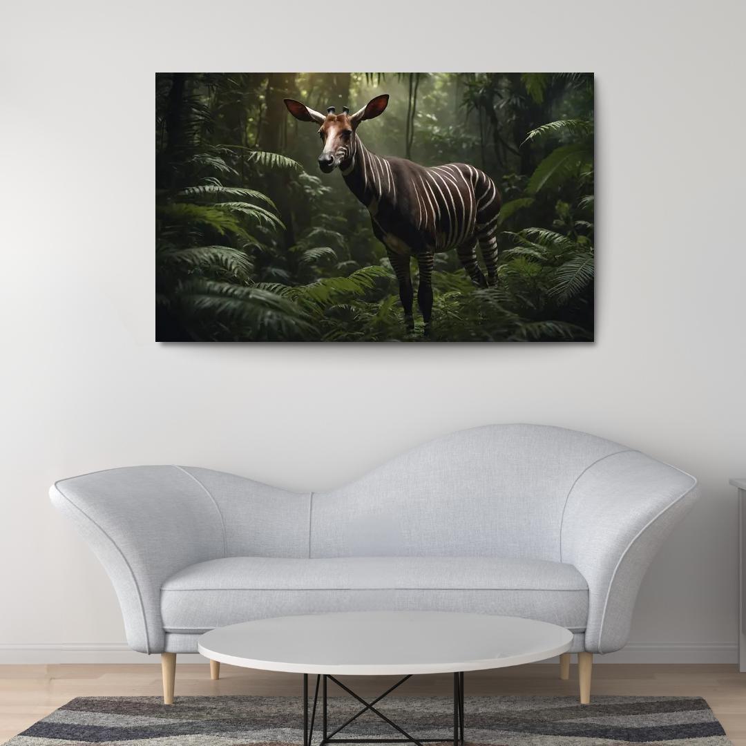 The Spectacular Okapi Forest Giraffe Canvas Paintings Frame