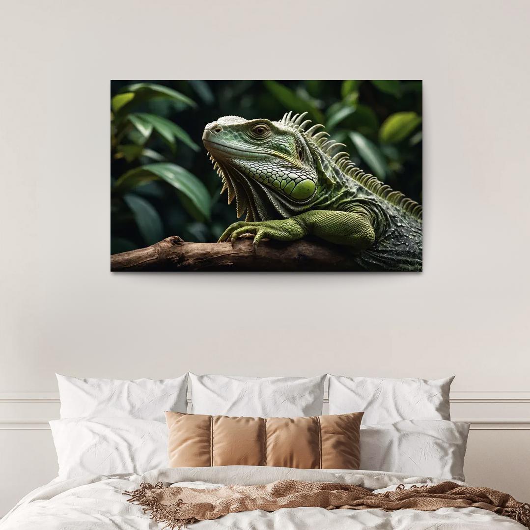 The Mysterious Green Iguana A Lizard Of The Tropics Canvas Paintings Frame