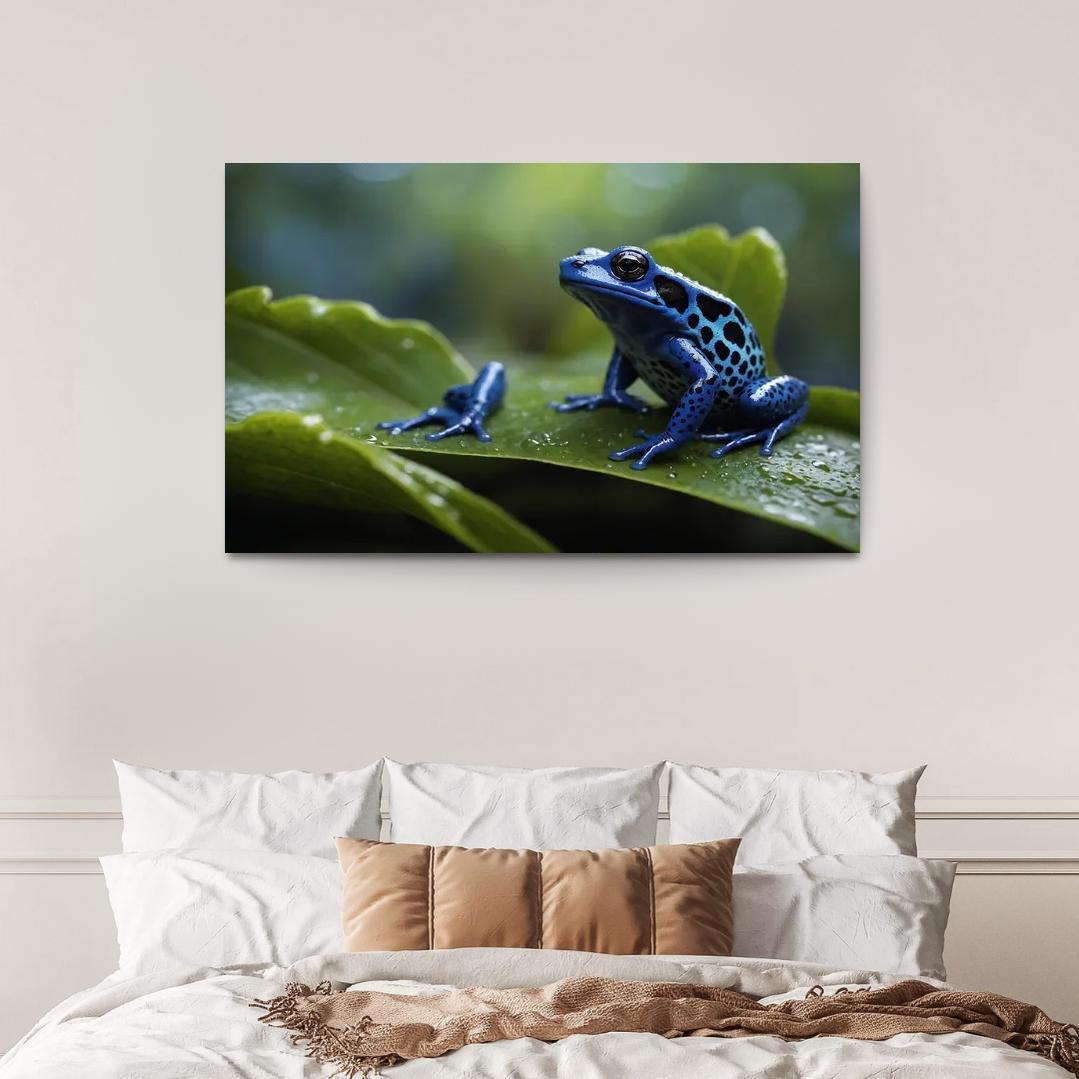 The Enigmatic Blue Poison Dart Frog Canvas Paintings Frame