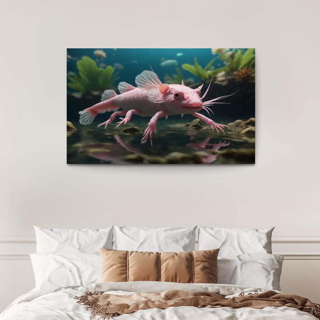 The Whimsical Axolotl Nature's Cute Ambassador Canvas Paintings Frame