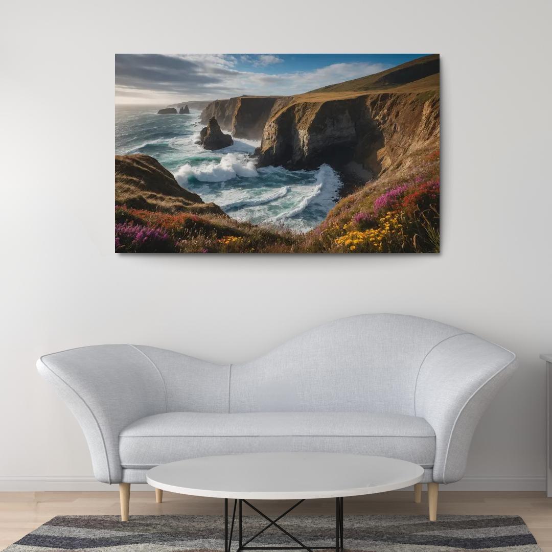 The Glorious Tides Of Coastal Cliffs Oil Paintings Frame