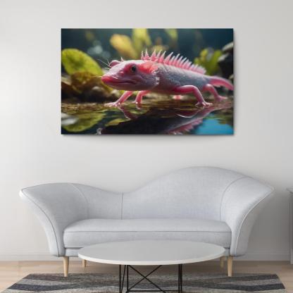 The Luminous Axolotl Underwater Marvel Of Regeneration Modern Paintings Frame