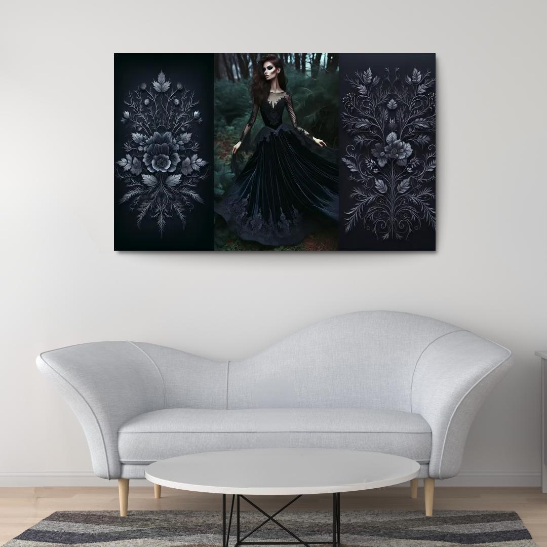 Gothic Romance Dark Elegance 1 Piece HD Canvas Wall Art-Original Frame