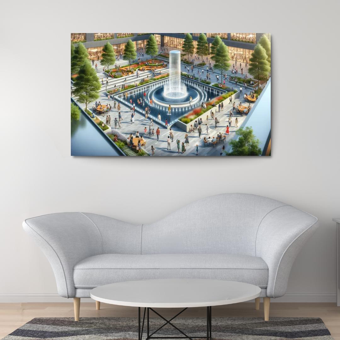 Dynamic Urban Water Features Custom Paintings Frame