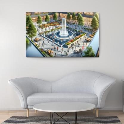 Dynamic Urban Water Features Custom Paintings Frame
