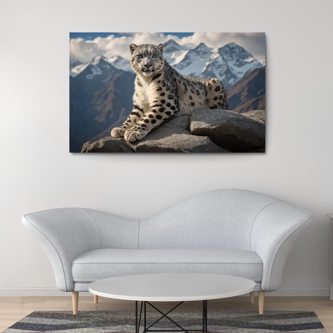 The Elusive Snow Leopard Ghost Of The Mountains Modern Paintings Frame