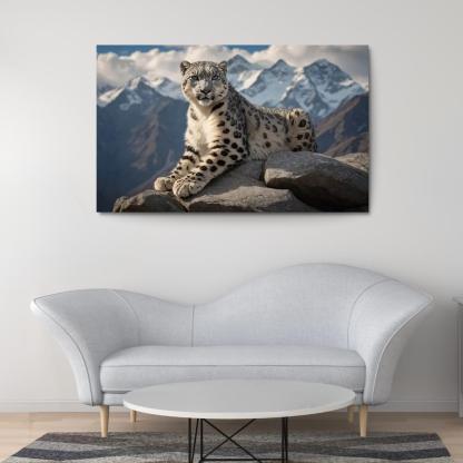 The Elusive Snow Leopard Ghost Of The Mountains Modern Paintings Frame