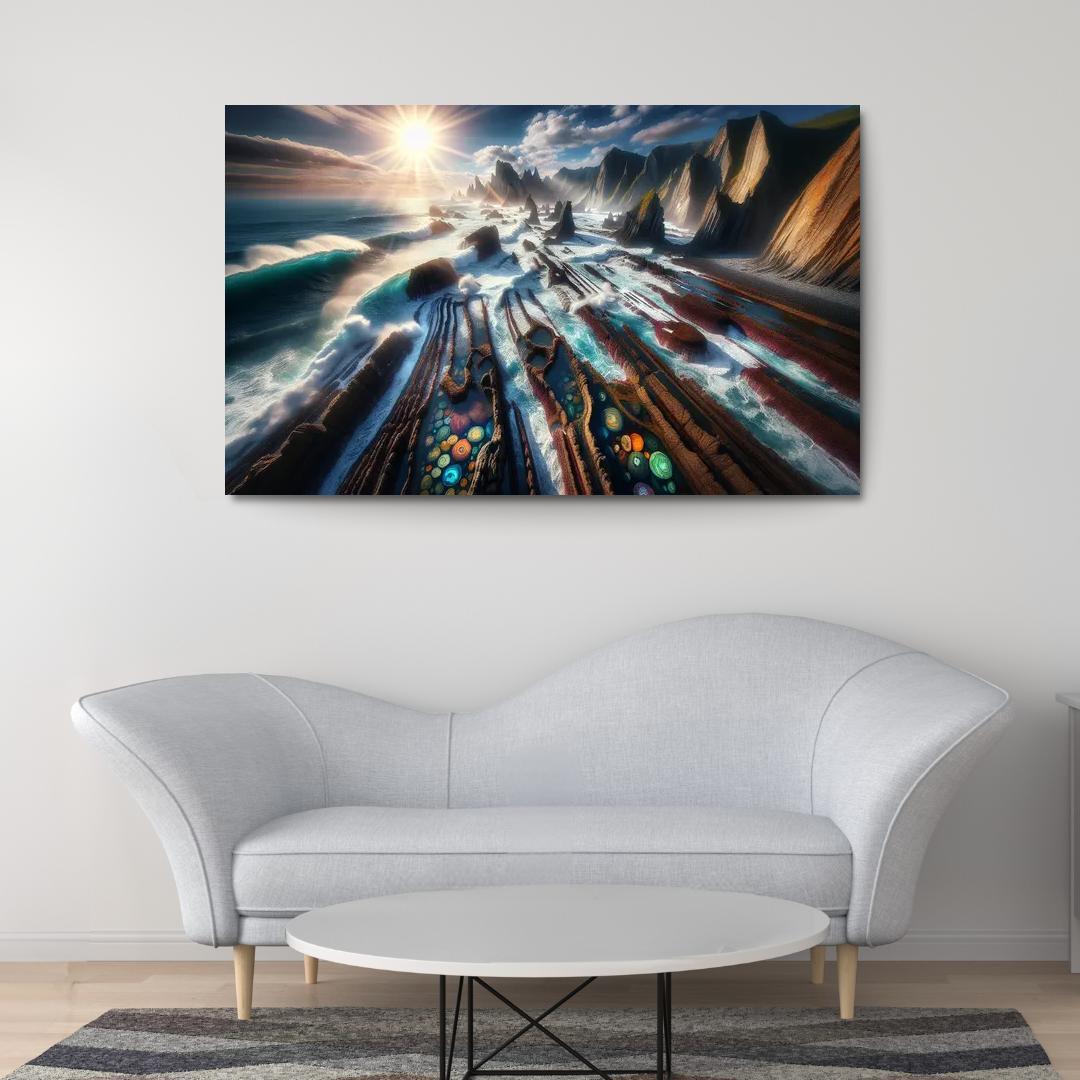 Rocky Shoreline Nature's Artistry Custom Paintings Frame