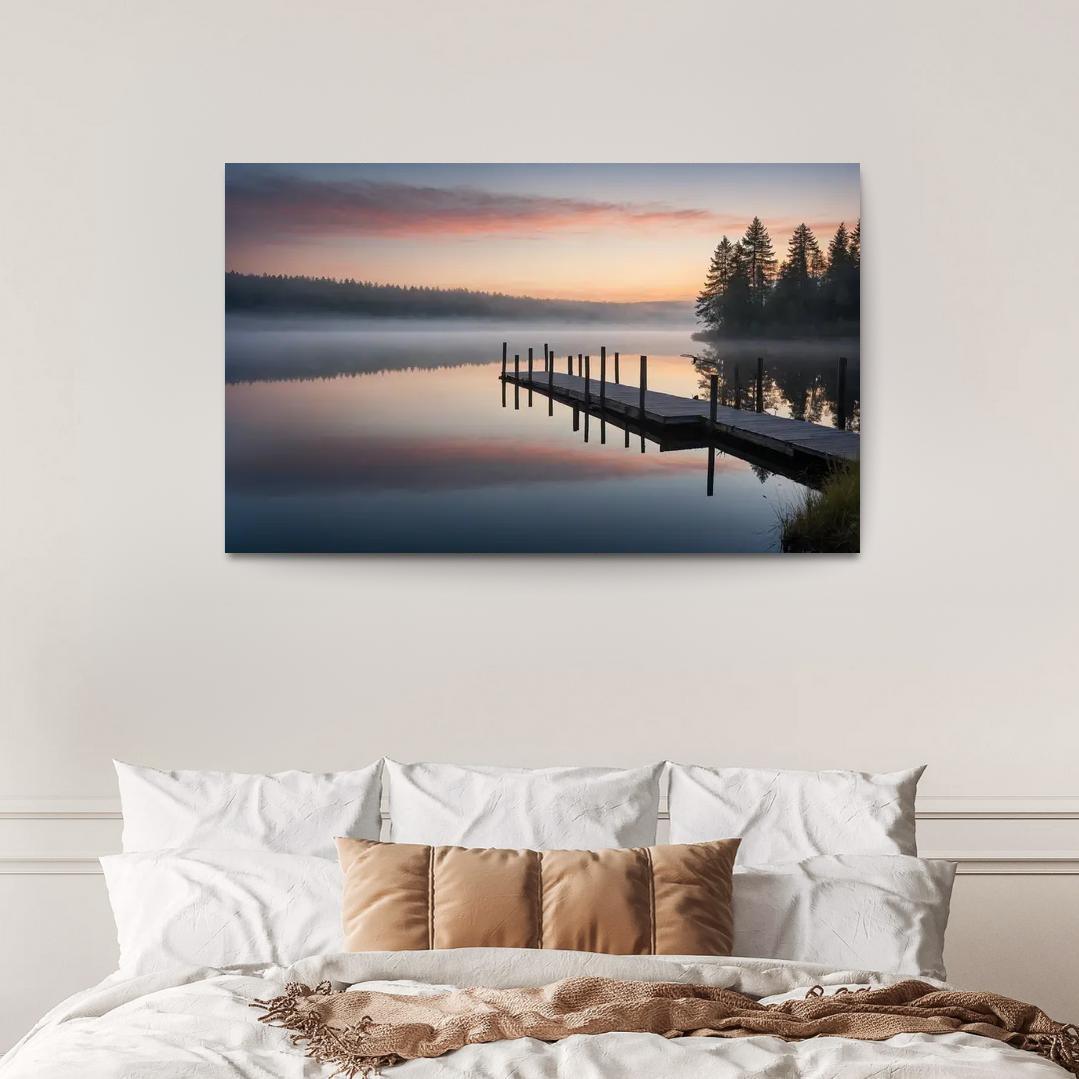 The Tranquil Horizon Of Still Waters Oil Paintings Frame