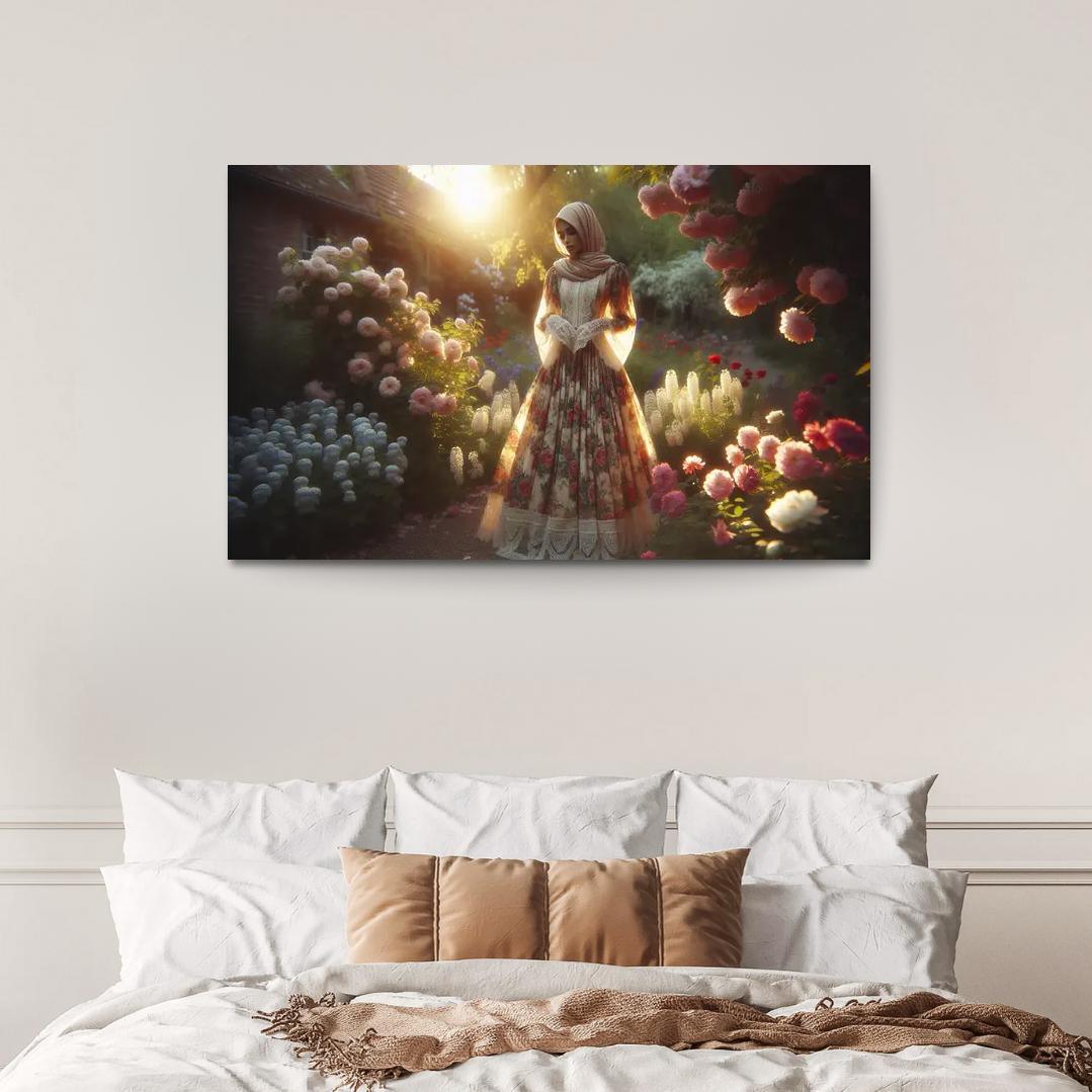 Vintage Floral Nostalgic Prints and Patterns 1 Piece HD Canvas Wall Art-Original Frame