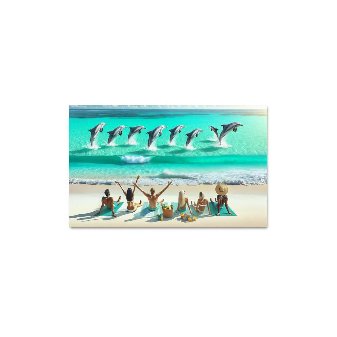 Dolphin Watch Beach A Wildlife Spectacle Canvas Paintings Frame