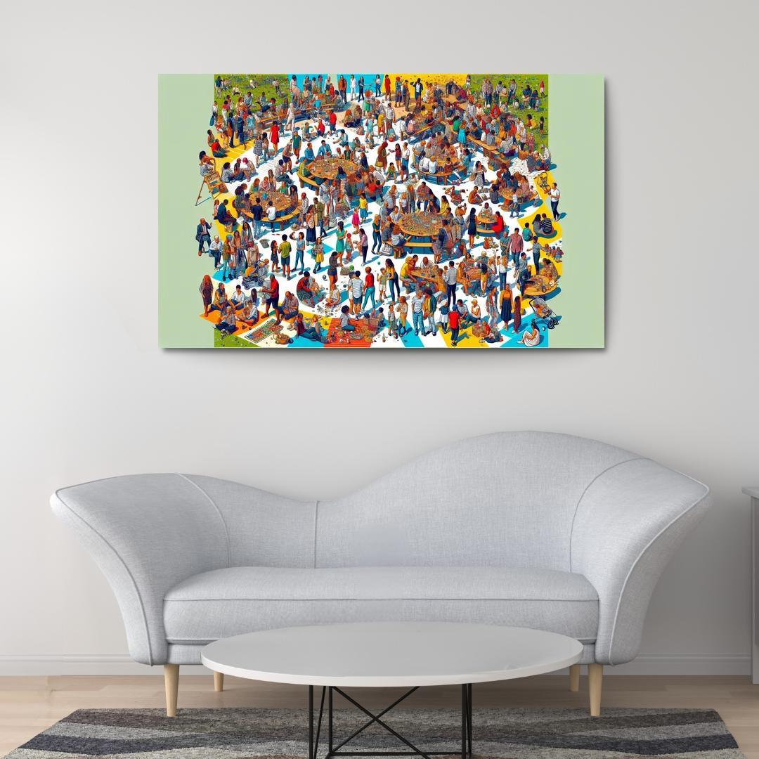 Shared Spaces Celebrating Community And Togetherness Multi-panel Paintings