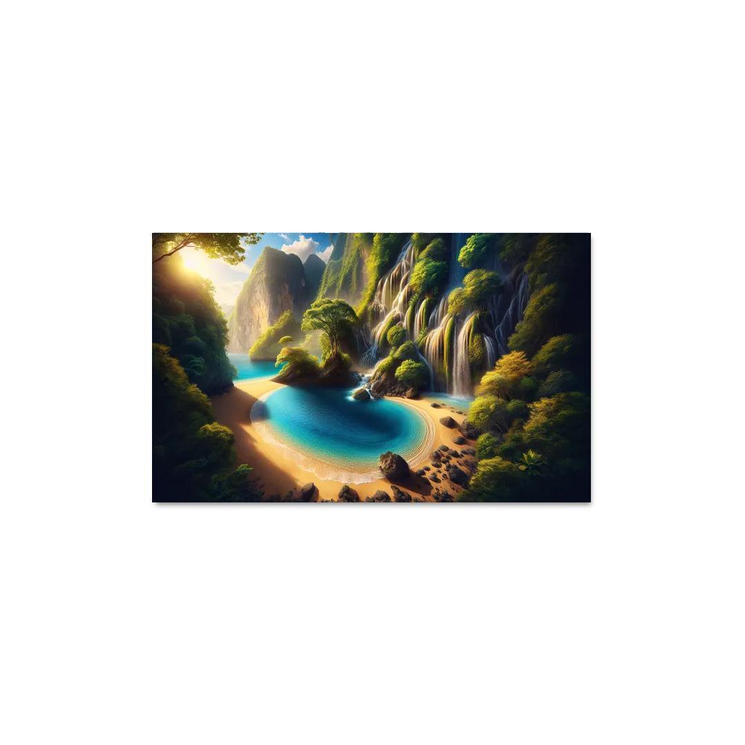 Crystal Lagoon Hidden Waterfall Escape Multi-panel Paintings