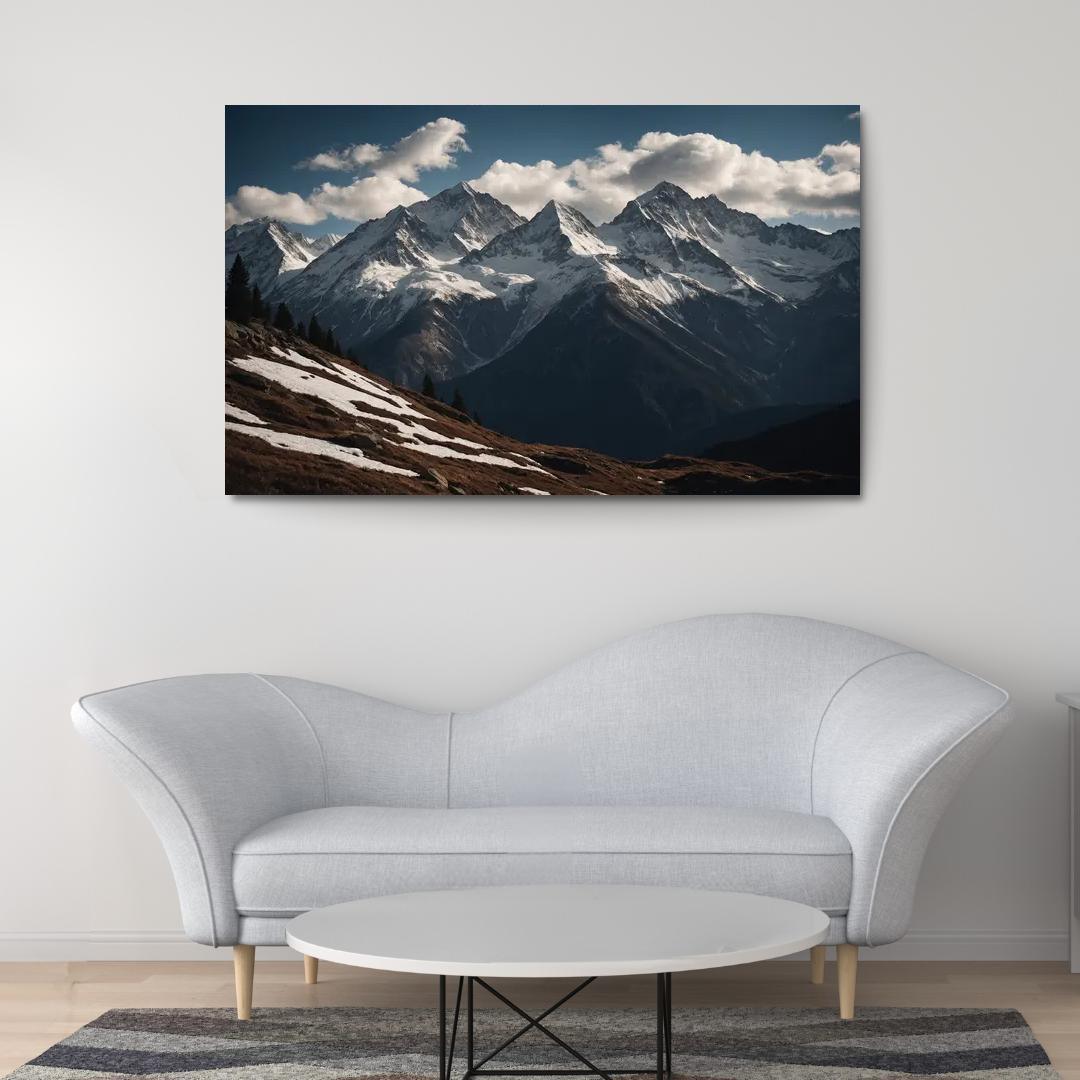 The Majestic Echo Of Rocky Mountains Oil Paintings Frame
