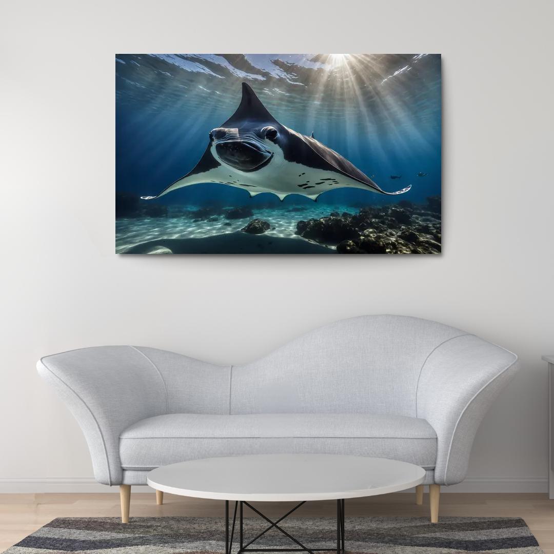 The Striking Manta Ray Graceful Giant Of The Sea Canvas Paintings Frame