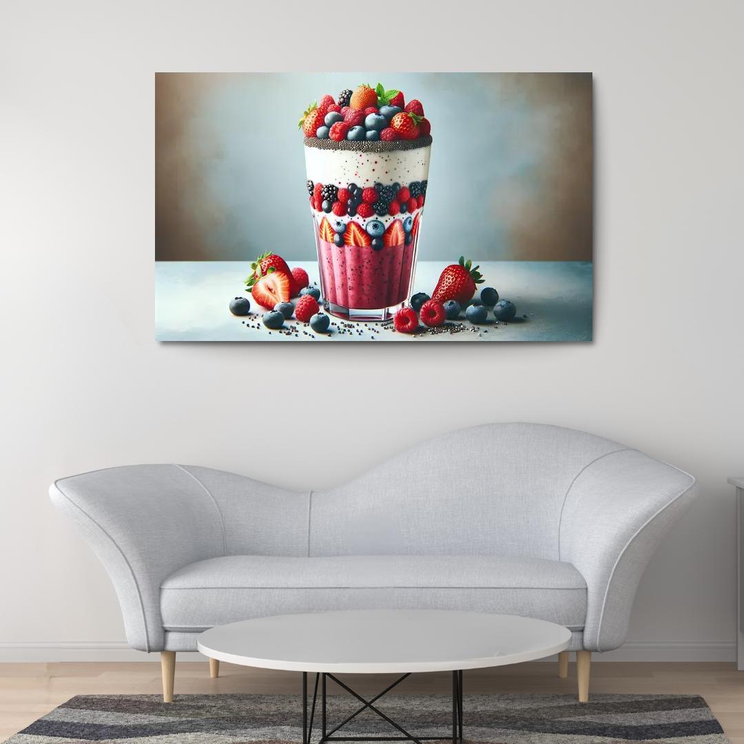 Almond Berry Bliss Smoothie 1 Piece HD Canvas Wall Art-Original Frame