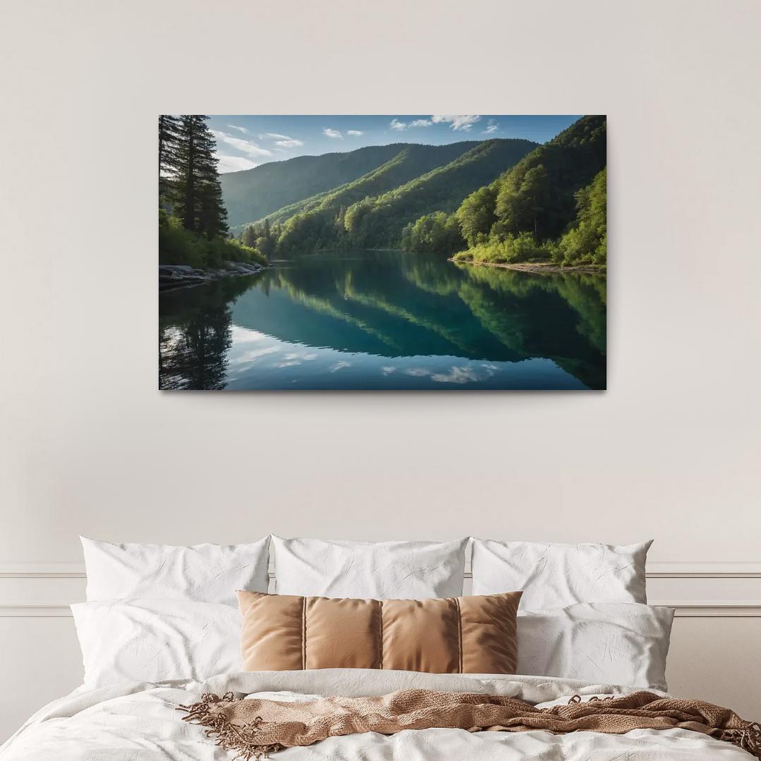 The Mesmerizing View Of Crystal Blue Lakes Oil Paintings Frame