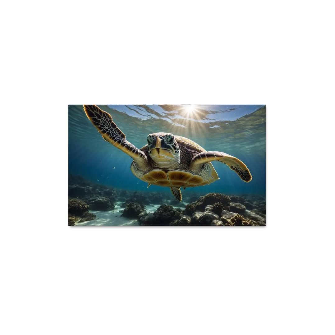 The Stunning Green Sea Turtle In Tropical Waters Canvas Paintings Frame
