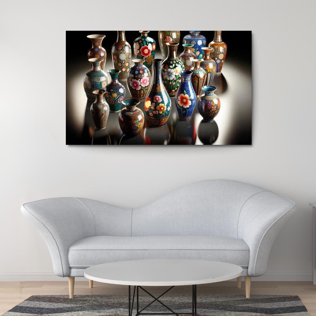 Ceramic Hand-Painted Vases 1 Piece HD Canvas Wall Art-Original Frame