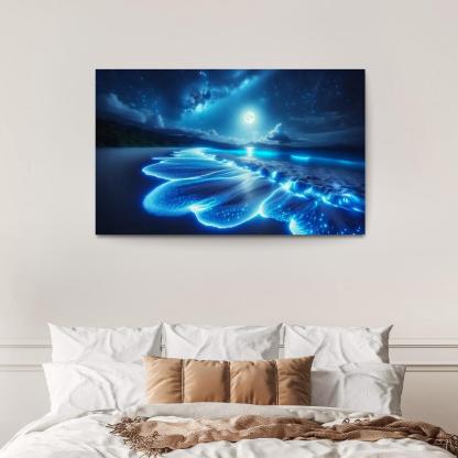 Mystic Moonlight Beach Modern Paintings Frame