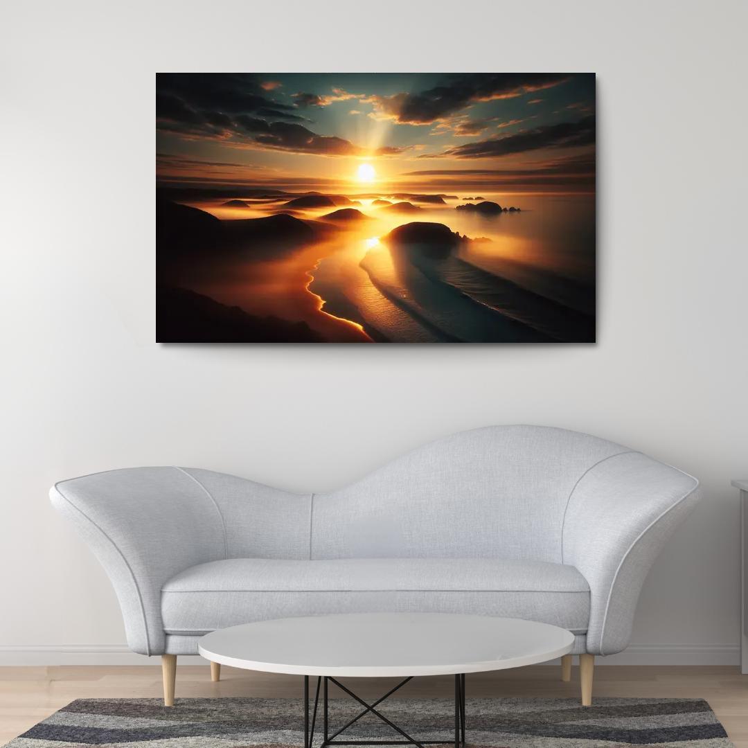 Morning Mist Beach Serene Sunrises Custom Paintings Frame